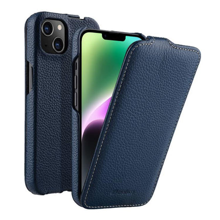 melkco Litchi Texture Vertical Flip Magnetic Genuine Leather Phone Case, For iPhone 15 Pro, For iPhone 15, For iPhone 14, For iPhone 14 Pro