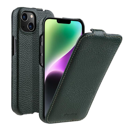 melkco Litchi Texture Vertical Flip Magnetic Genuine Leather Phone Case, For iPhone 15 Pro, For iPhone 15, For iPhone 14, For iPhone 14 Pro