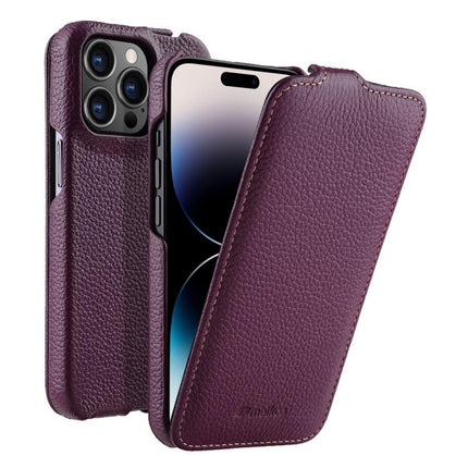 melkco Litchi Texture Vertical Flip Magnetic Genuine Leather Phone Case, For iPhone 14 Pro Max, For iPhone 13 Pro Max, For iPhone 13 Pro, For iPhone 13