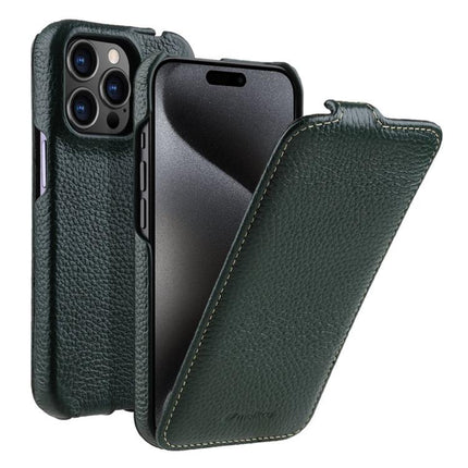 melkco Litchi Texture Vertical Flip Magnetic Genuine Leather Phone Case, For iPhone 15 Pro, For iPhone 15, For iPhone 14, For iPhone 14 Pro