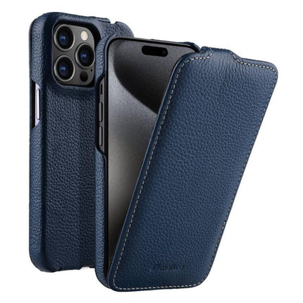 melkco Litchi Texture Vertical Flip Magnetic Genuine Leather Phone Case, For iPhone 16 Pro Max, For iPhone 16 Pro, For iPhone 16, For iPhone 15 Pro Max