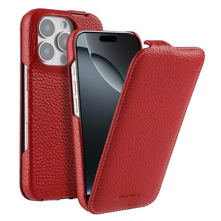 melkco Litchi Texture Vertical Flip Magnetic Genuine Leather Phone Case, For iPhone 16 Pro Max, For iPhone 16 Pro, For iPhone 16, For iPhone 15 Pro Max