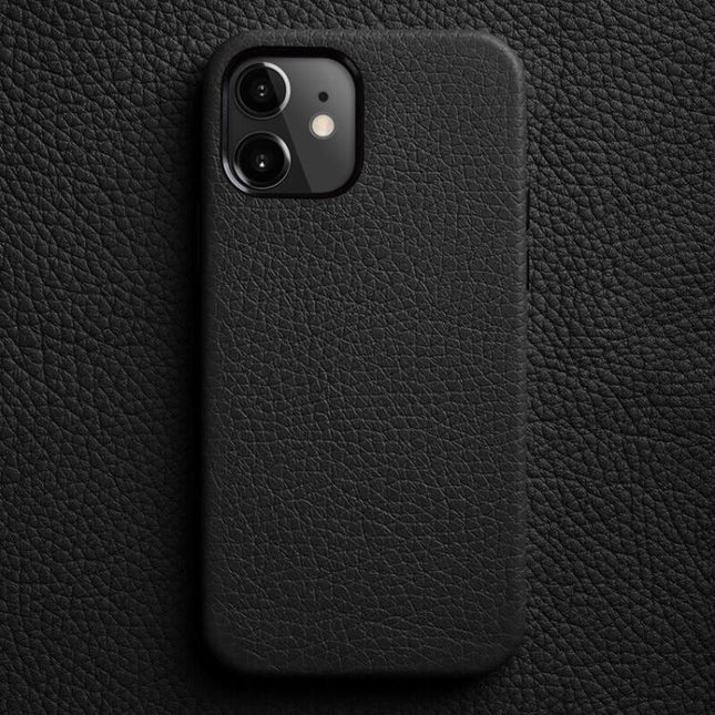 melkco Litchi Texture Genuine Leather Phone Case with Metal Lens Frame, For iPhone 13, For iPhone 12, For iPhone 12 Pro Max, For iPhone 12 Pro