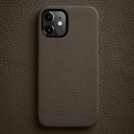 melkco Litchi Texture Genuine Leather Phone Case with Metal Lens Frame, For iPhone 13, For iPhone 12, For iPhone 12 Pro Max, For iPhone 12 Pro