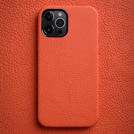 melkco Litchi Texture Genuine Leather Phone Case with Metal Lens Frame, For iPhone 13, For iPhone 12, For iPhone 12 Pro Max, For iPhone 12 Pro