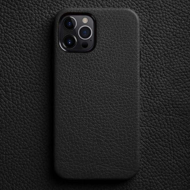 melkco Litchi Texture Genuine Leather Phone Case with Metal Lens Frame, For iPhone 13, For iPhone 12, For iPhone 12 Pro Max, For iPhone 12 Pro