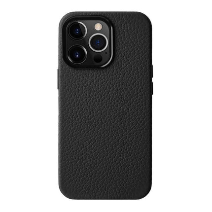 melkco Litchi Texture Genuine Leather Phone Case with Metal Lens Frame, For iPhone 14 Pro, For iPhone 14 Pro Max, For iPhone 13 Pro Max, For iPhone 13 Pro