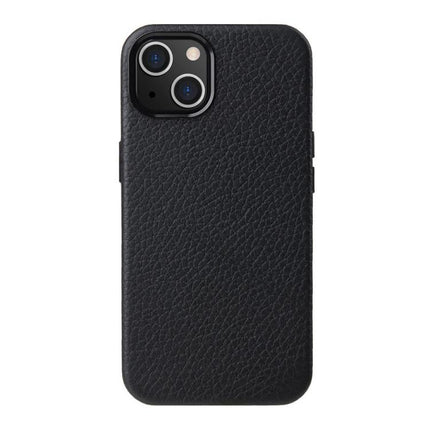 melkco Litchi Texture Genuine Leather Phone Case with Metal Lens Frame, For iPhone 15 Pro Max, For iPhone 15 Pro, For iPhone 15, For iPhone 14
