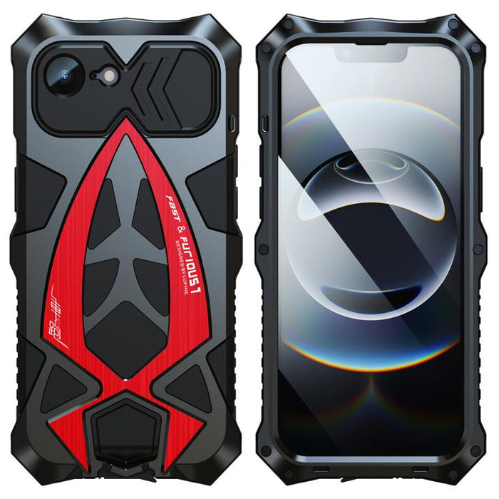 Sports Car Metal Silicone Shockproof Phone Case with Film, For iPhone 17e / 16e, For iPhone 17 Pro Max, For iPhone 16 Pro Max, For iPhone 15 Pro Max, For iPhone 15 Pro, For iPhone 15