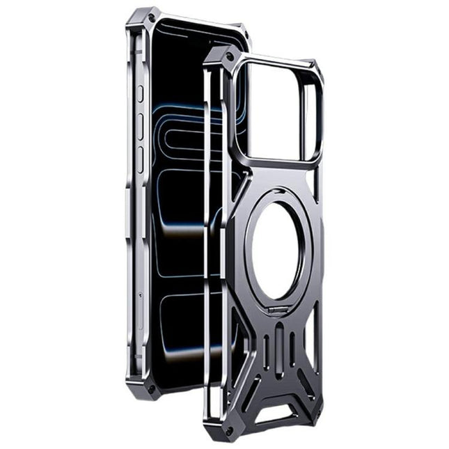 Frameless Aluminum Alloy Magnetic Rotation Holder Phone Case, For iPhone 17 Pro Max, For iPhone 17 Pro, For iPhone 17