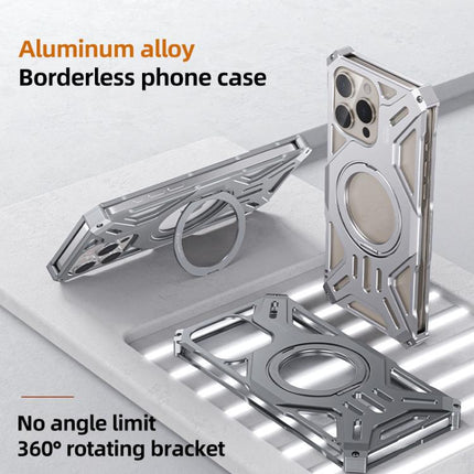 Frameless Aluminum Alloy Magnetic Rotation Holder Phone Case, For iPhone 15 Pro Max, For iPhone 15 Pro, For iPhone 15 Plus, For iPhone 15