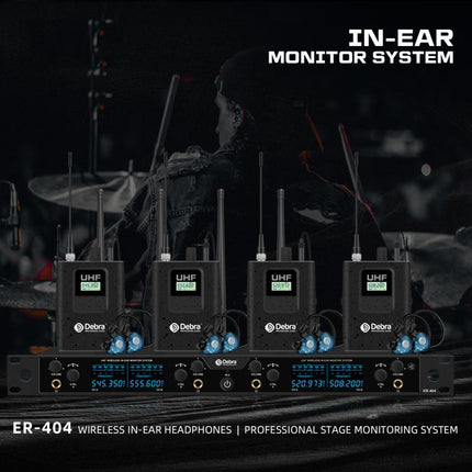 DEBRA ER-404 Professional Stage Monitoring System 4-in-1 Wireless In-Ear Headphones, US Plug, EU Plug, AU Plug, UK Plug