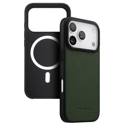 melkco Litchi Texture Magnetic Full Coverage Genuine Leather Hybrid PC Phone Case, For iPhone 17 Pro Max, For iPhone 17 Pro, For iPhone Air