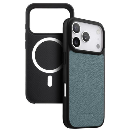 melkco Litchi Texture Magnetic Full Coverage Genuine Leather Hybrid PC Phone Case, For iPhone 17 Pro Max, For iPhone 17 Pro, For iPhone Air