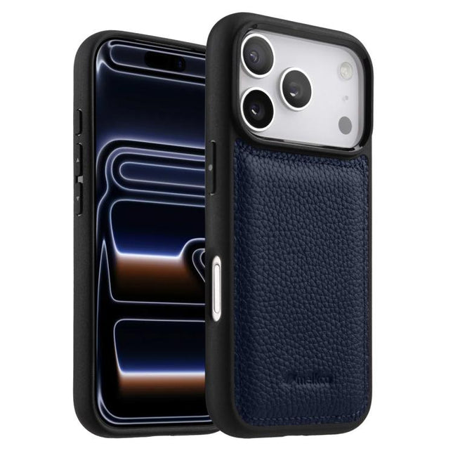 melkco Litchi Texture Full Coverage Genuine Leather Hybrid PC Phone Case, For iPhone 17 Pro Max, For iPhone 17 Pro, For iPhone 17