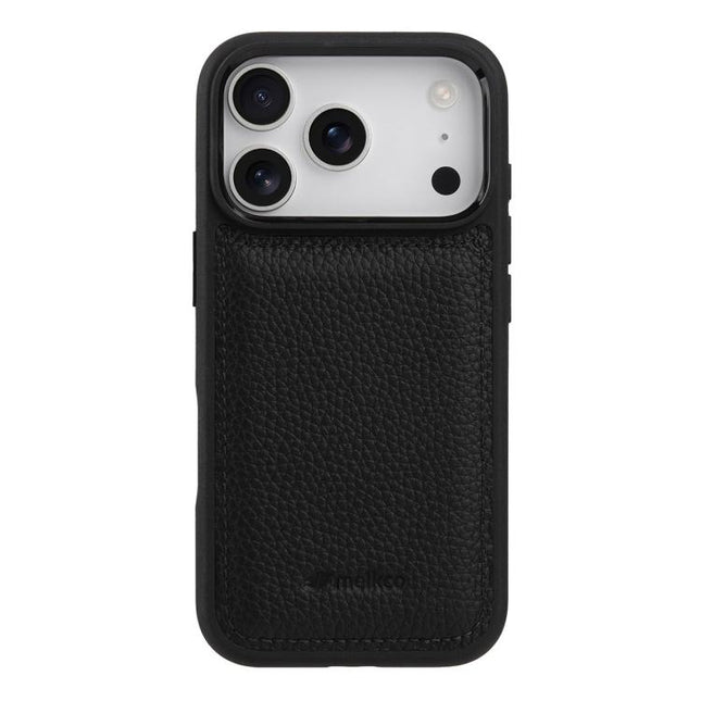 melkco Litchi Texture Full Coverage Genuine Leather Hybrid PC Phone Case, For iPhone 17 Pro Max, For iPhone 17 Pro, For iPhone 17