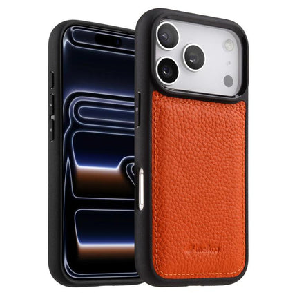 melkco Litchi Texture Full Coverage Genuine Leather Hybrid PC Phone Case, For iPhone 17 Pro Max, For iPhone 17 Pro, For iPhone 17