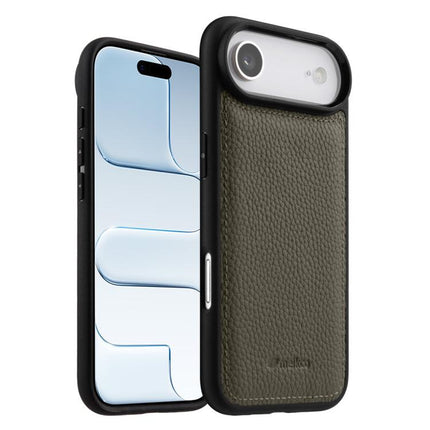 melkco Litchi Texture Full Coverage Genuine Leather Hybrid PC Phone Case, For iPhone Air, For iPhone 16 Pro Max, For iPhone 16 Pro