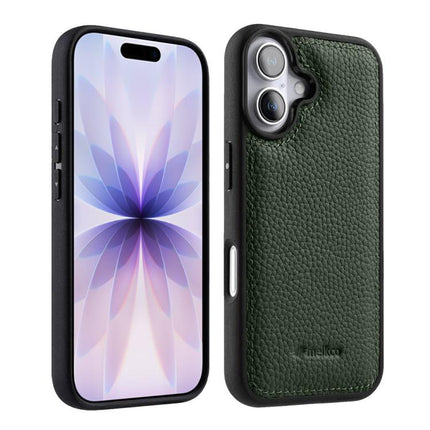 melkco Litchi Texture Full Coverage Genuine Leather Hybrid PC Phone Case, For iPhone 17 Pro Max, For iPhone 17 Pro, For iPhone 17
