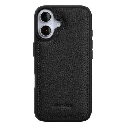 melkco Litchi Texture Full Coverage Genuine Leather Hybrid PC Phone Case, For iPhone 16