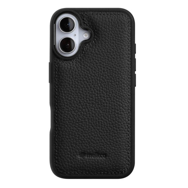 melkco Litchi Texture Full Coverage Genuine Leather Hybrid PC Phone Case, For iPhone 16