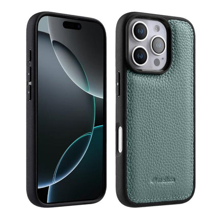 melkco Litchi Texture Full Coverage Genuine Leather Hybrid PC Phone Case, For iPhone Air, For iPhone 16 Pro Max, For iPhone 16 Pro