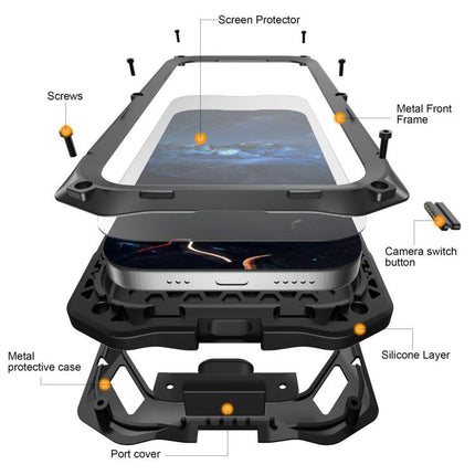 Metal Armor Construction IP65 Waterproof Magnetic Phone Case, For iPhone 17 Pro Max, For iPhone 17 Pro, For iPhone 17, For iPhone Air