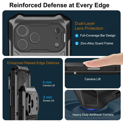 Metal Armor Construction IP65 Waterproof Magnetic Phone Case, For iPhone 17 Pro Max, For iPhone 17 Pro, For iPhone 17, For iPhone Air