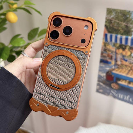 Eagle Metal Frameless Woven Fabric PC Magnetic Holder Phone Case, For iPhone 17 Pro Max, For iPhone 17 Pro