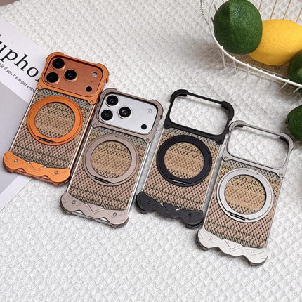 Eagle Metal Frameless Woven Fabric PC Magnetic Holder Phone Case, For iPhone 17 Pro Max, For iPhone 17 Pro