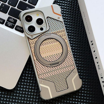 Thread Woven Armor Frameless Magnetic Holder Phone Case, For iPhone 15 Pro Max, For iPhone 15 Pro, For iPhone 15 Plus, For iPhone 15