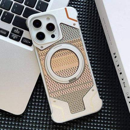 Thread Woven Armor Frameless Magnetic Holder Phone Case, For iPhone 16 Pro Max, For iPhone 16 Pro, For iPhone 16 Plus, For iPhone 16