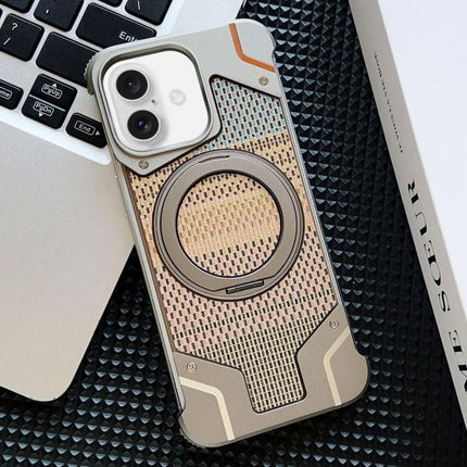 Thread Woven Armor Frameless Magnetic Holder Phone Case, For iPhone 16 Pro Max, For iPhone 16 Pro, For iPhone 16 Plus, For iPhone 16