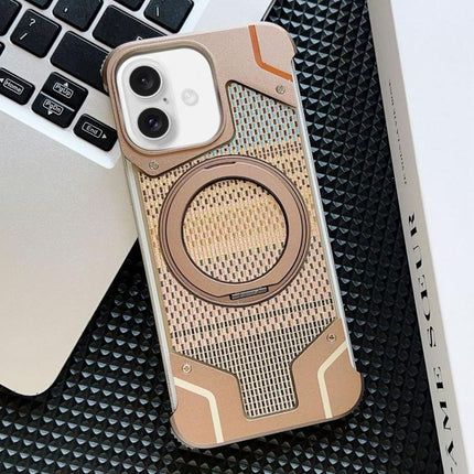 Thread Woven Armor Frameless Magnetic Holder Phone Case, For iPhone 16 Pro Max, For iPhone 16 Pro, For iPhone 16 Plus, For iPhone 16
