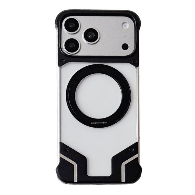 Clear PC Armor Frameless Magnetic Holder Phone Case, For iPhone 17 Pro Max, For iPhone 17 Pro