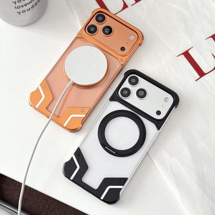Clear PC Armor Frameless Magnetic Holder Phone Case, For iPhone 17 Pro Max, For iPhone 17 Pro