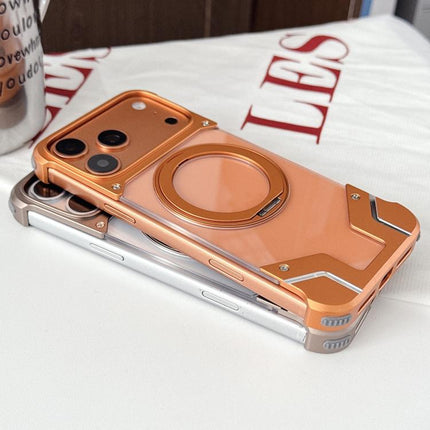 Clear PC Armor Frameless Magnetic Holder Phone Case, For iPhone 17 Pro Max, For iPhone 17 Pro