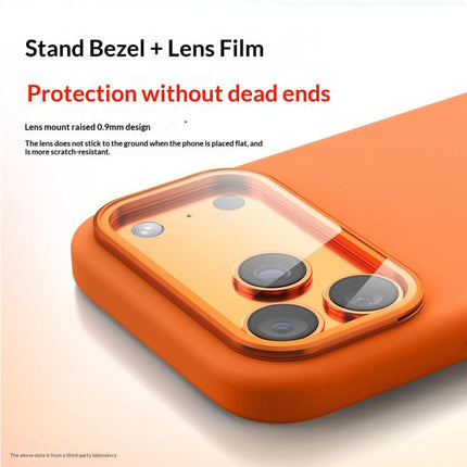 Liquid Silicone Magnetic Shockproof Phone Case with Lens Cover Kickstand, For iPhone 16 Pro