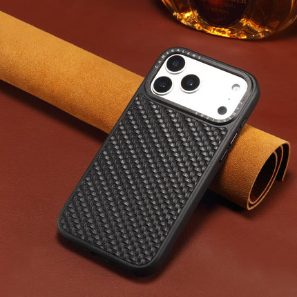 Denior A26 Genuine Leather Woven Texture Magnetic Phone Case, For iPhone 17 Pro Max, For iPhone 17 Pro, For iPhone 16 Pro Max, For iPhone 16 Pro, For iPhone 15 Pro Max, For iPhone 15 Pro