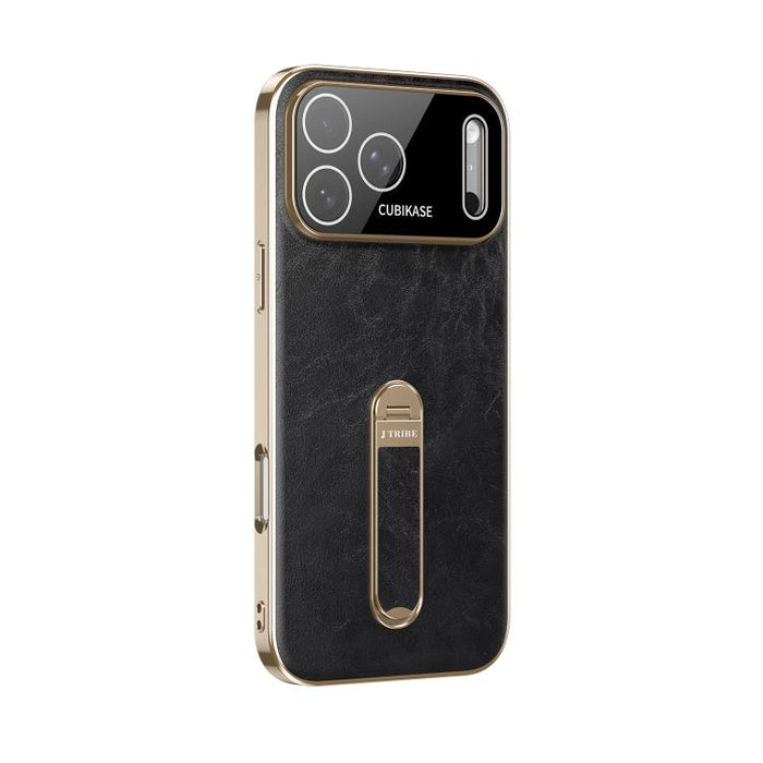 J TRIBE Holder Oil Wax Texture Vegan Leather Phone Case, For iPhone 17 Pro Max, For iPhone 17 Pro