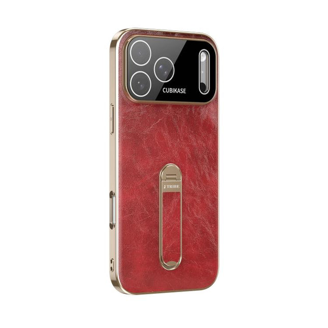 J TRIBE Holder Oil Wax Texture Vegan Leather Phone Case, For iPhone 17 Pro Max, For iPhone 17 Pro