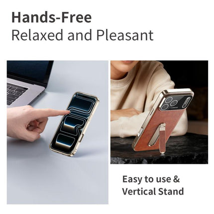 J TRIBE Holder Oil Wax Texture Vegan Leather Phone Case, For iPhone 17 Pro Max, For iPhone 17 Pro