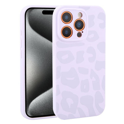 Precision Hole Leopard Print Liquid Silicone Phone Case, For iPhone 15 Pro Max, For iPhone 15 Pro