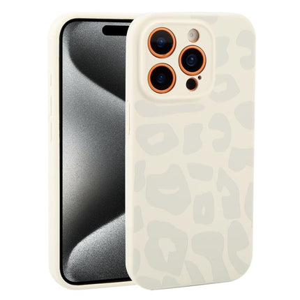 Precision Hole Leopard Print Liquid Silicone Phone Case, For iPhone 15 Pro Max, For iPhone 15 Pro