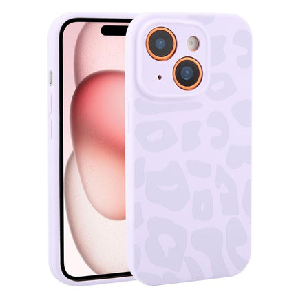 Precision Hole Leopard Print Liquid Silicone Phone Case, For iPhone 15 Plus, For iPhone 15