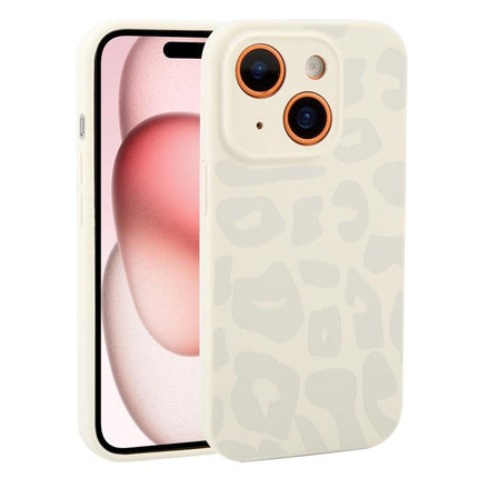 Precision Hole Leopard Print Liquid Silicone Phone Case, For iPhone 15 Plus, For iPhone 15