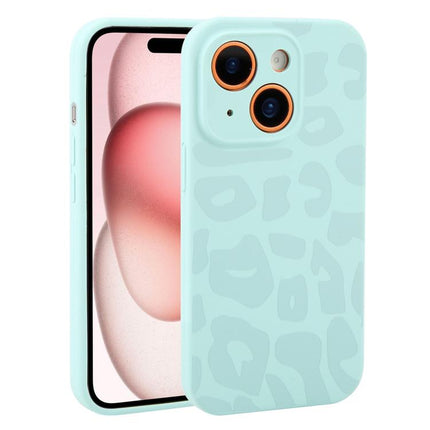 Precision Hole Leopard Print Liquid Silicone Phone Case, For iPhone 15 Plus, For iPhone 15