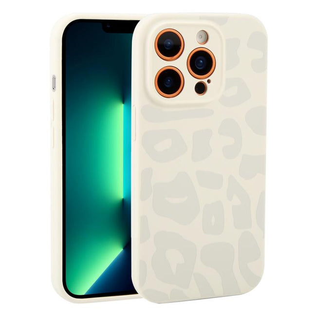 Precision Hole Leopard Print Liquid Silicone Phone Case, For iPhone 13 Pro Max, For iPhone 13 Pro