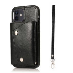 Funda de piel sintética y TPU a prueba de golpes con ranuras para tarjetas, soporte, marco de fotos, billetera y cordón, para iPhone 12 mini, para iPhone 12/12 Pro, para iPhone 12 Pro Max