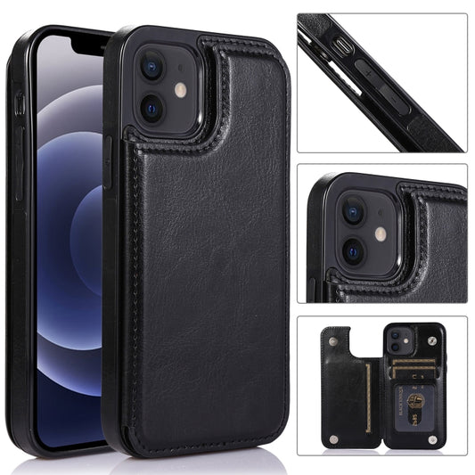 Stoßfeste PU + TPU-Lederhülle mit Kartenfächern &amp; Halter &amp; Bilderrahmen &amp; Geldbörse, für iPhone 12 mini, für iPhone 12 / 12 Pro, für iPhone 12 Pro Max